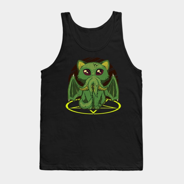 Cathulhu Satanic Kawaii Cat Cthulhu Tank Top by theperfectpresents